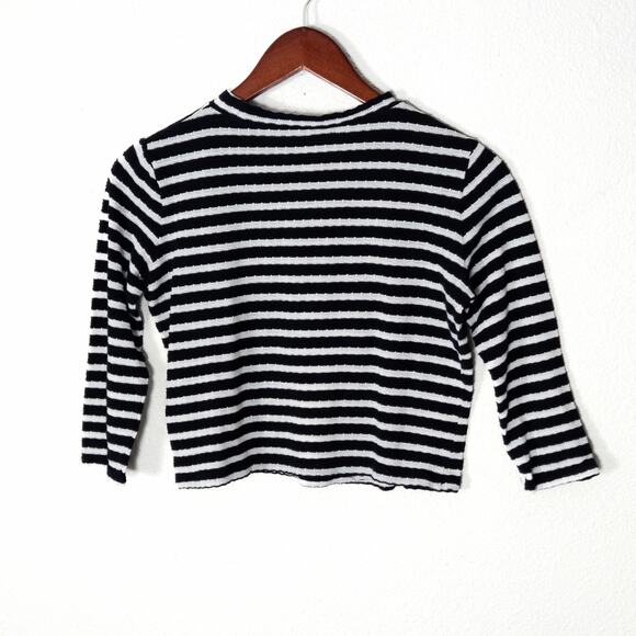 Free People Women’s Top Nautical Preppy Indie Striped Knit Cropped Cotton Small - Picture 2 of 7